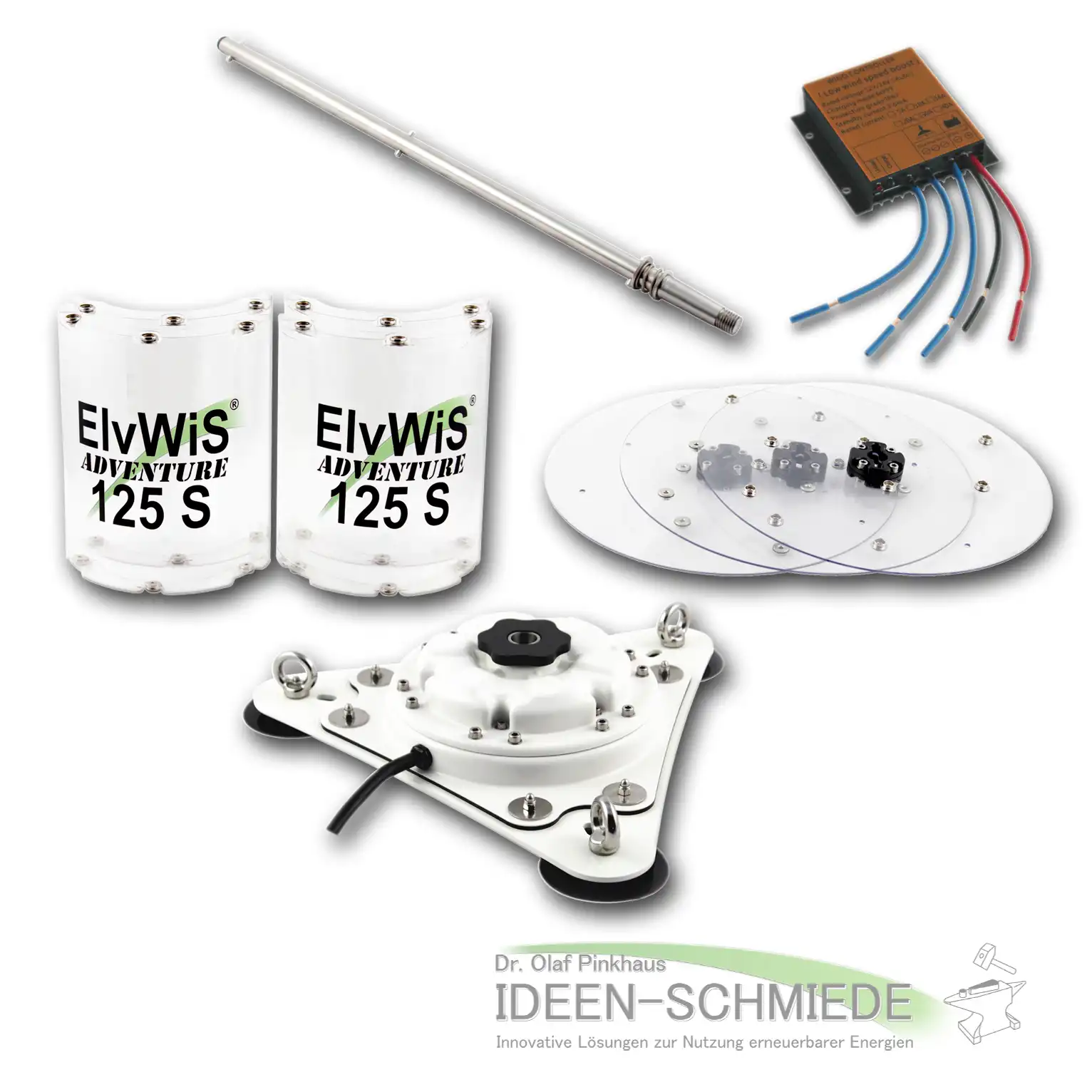 ElvWiS 125S Basic ADVENTURE Windturbine Komponenten mit Laderegler, komplett zerlegbar