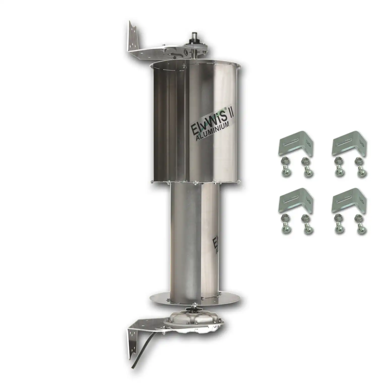 ElvWiS II ALUMINIUM-Hybrid Windturbine mit Generator, Halterung und Verstärkungswinkeln ElvWiS II ALUMINIUM-Hybrid Windturbine mit Generator, Halterung und Verstärkungswinkeln
