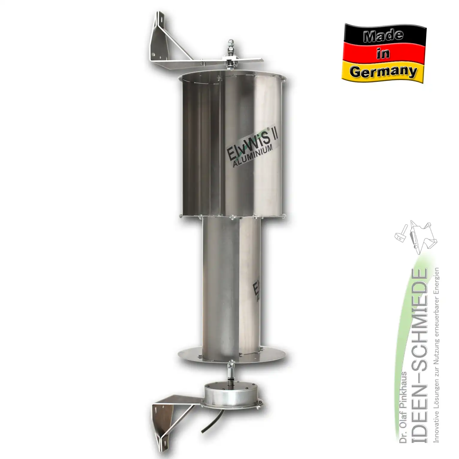 ElvWiS II ALUMINIUM Windturbine mit Generator und Halterung ElvWiS II ALUMINIUM Windturbine mit Generator und Halterung