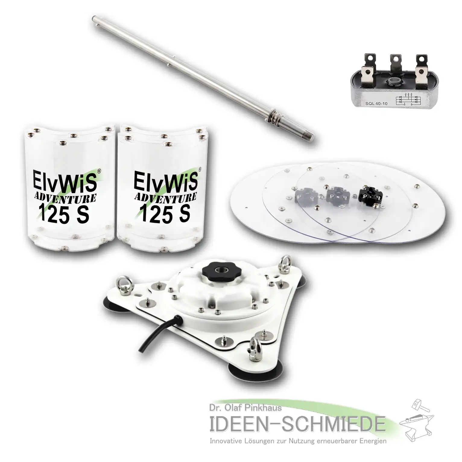 ElvWiS 125S Basic ADVENTURE Windturbine Komponenten mit Gleichrichter, komplett zerlegbar ElvWiS 125S Basic ADVENTURE Windturbine Komponenten mit Gleichrichter, komplett zerlegbar