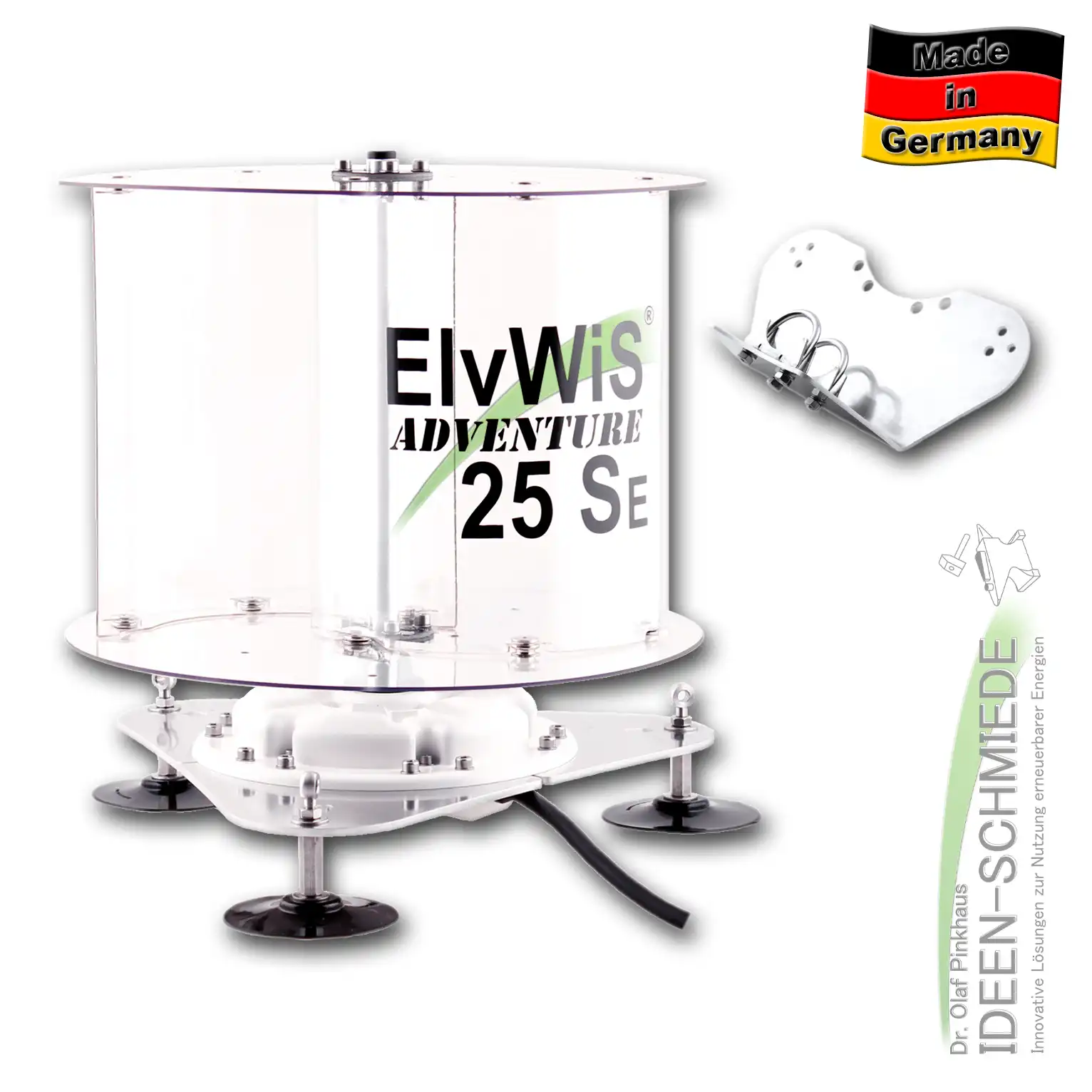 ElvWiS ADVENTURE 25SE Economy Windturbine mit Halterung