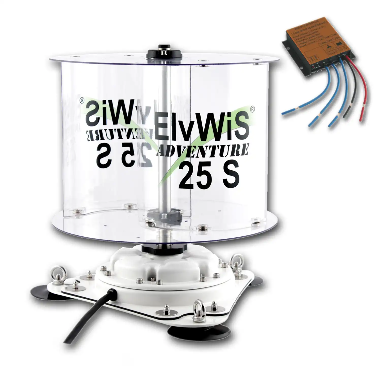 ElvWiS 25S Basic ADVENTURE Windturbine mit Generator und Laderegler, zerlegbar
