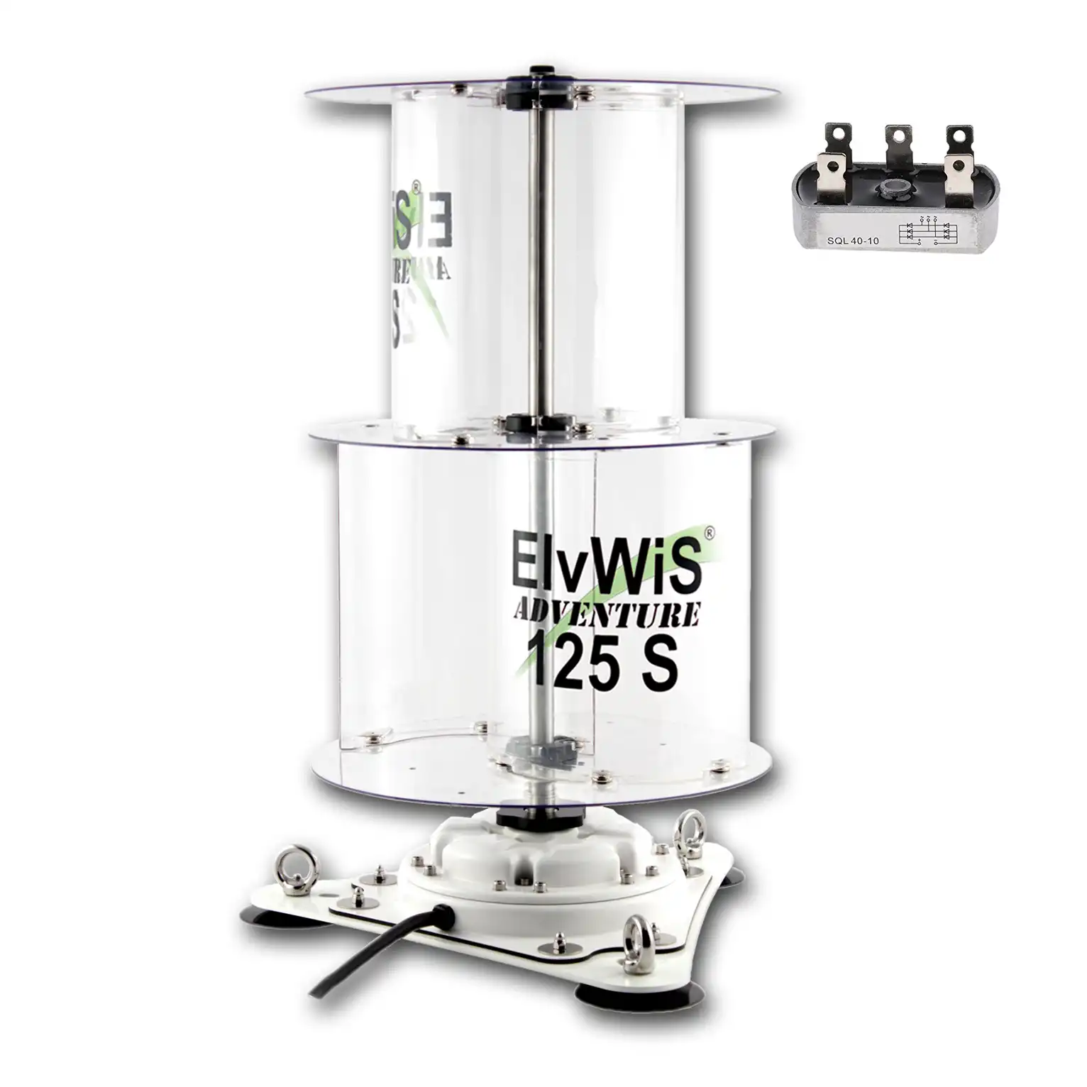 ElvWiS 125S Basic ADVENTURE Windturbine mit Generator und Gleichrichter, zerlegbar