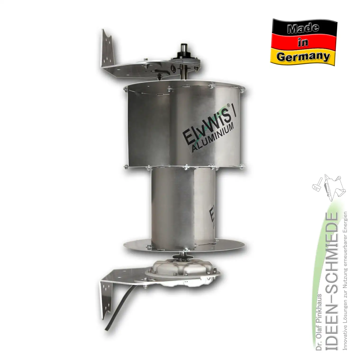 ElvWiS I ALUMINIUM-Hybrid Windturbine mit Generator und Halterung ElvWiS I ALUMINIUM-Hybrid Windturbine mit Generator und Halterung