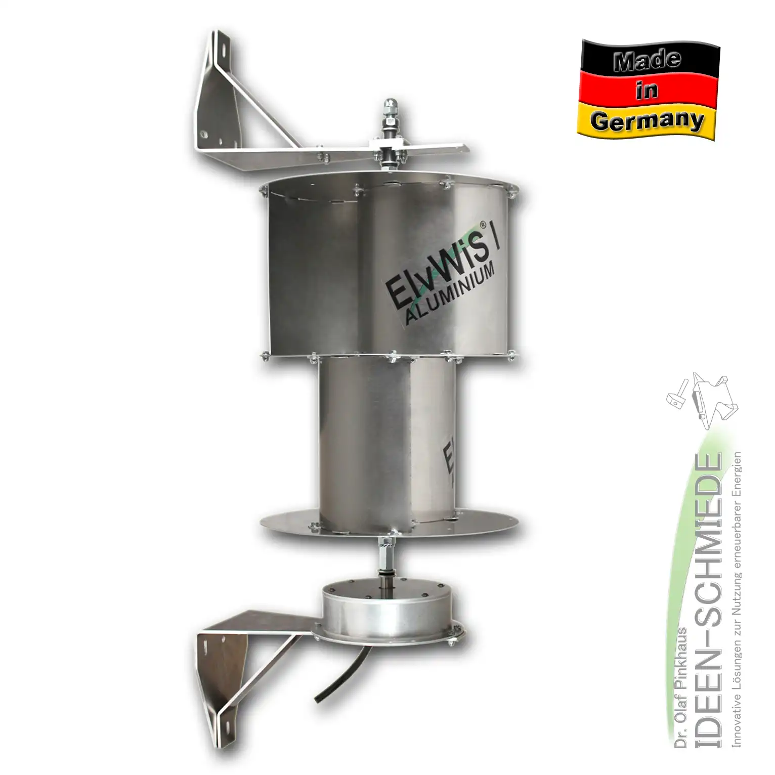 ElvWiS I ALUMINIUM Windturbine mit Generator und Halterung ElvWiS I ALUMINIUM Windturbine mit Generator und Halterung