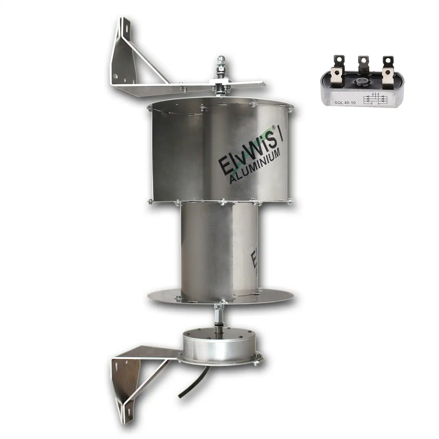ElvWiS I ALUMINIUM Windturbine mit Generator, Halterung und Gleichrichter ElvWiS I ALUMINIUM Windturbine mit Generator, Halterung und Gleichrichter