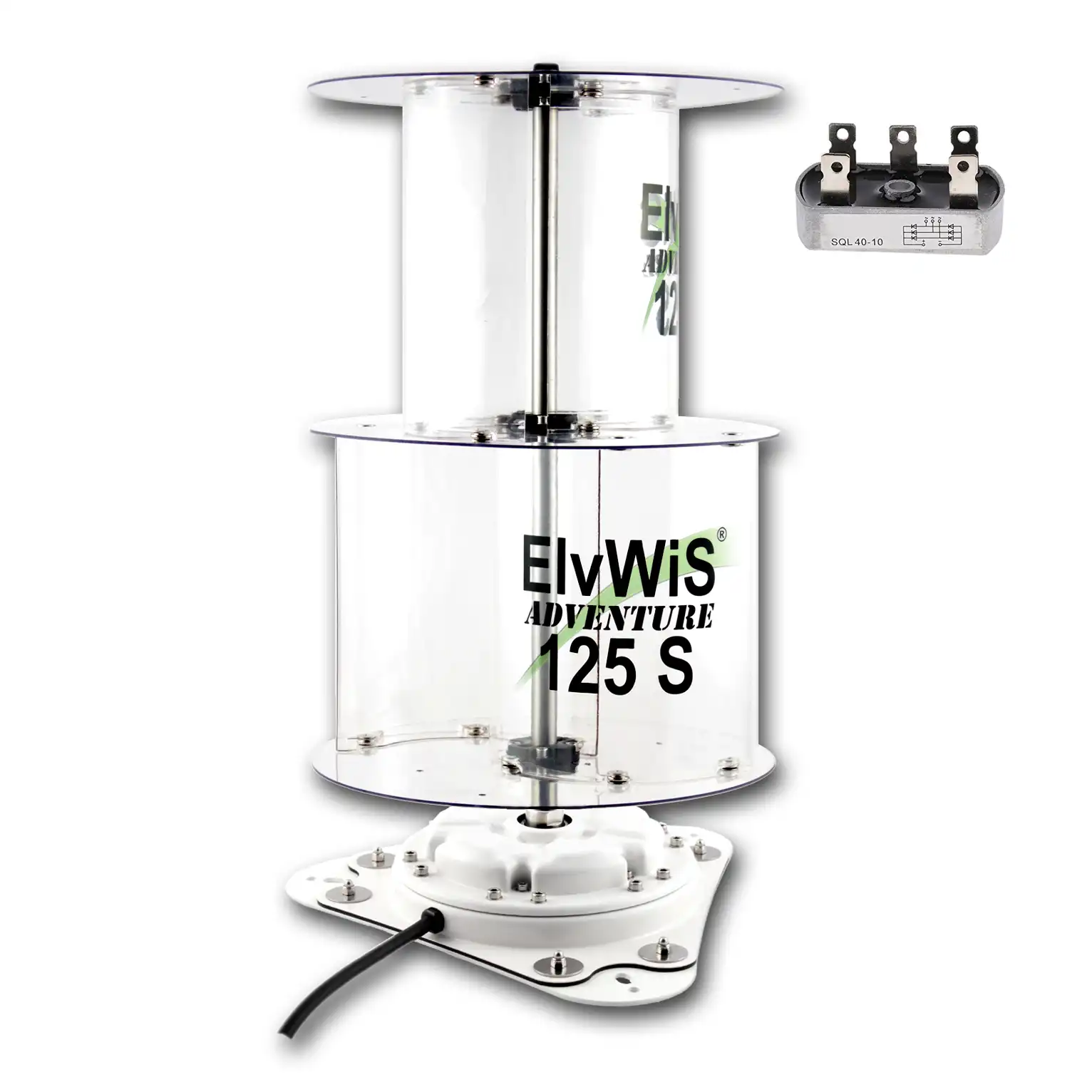 ElvWiS 125S Stationary ADVENTURE Windturbine mit Generator und Gleichrichter, zerlegbar