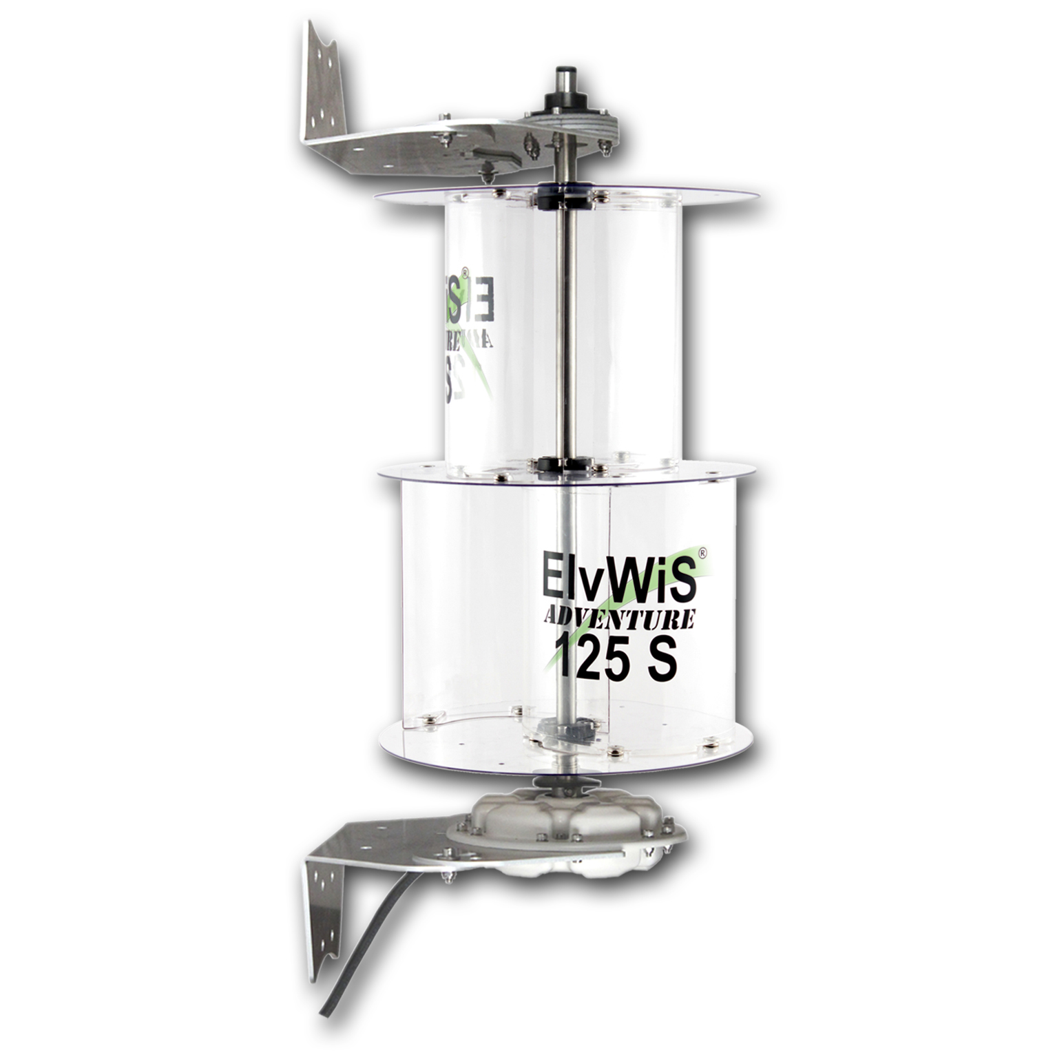 ElvWiS ADVENTURE 125S Stationary Windturbine mit Doppelhalterung