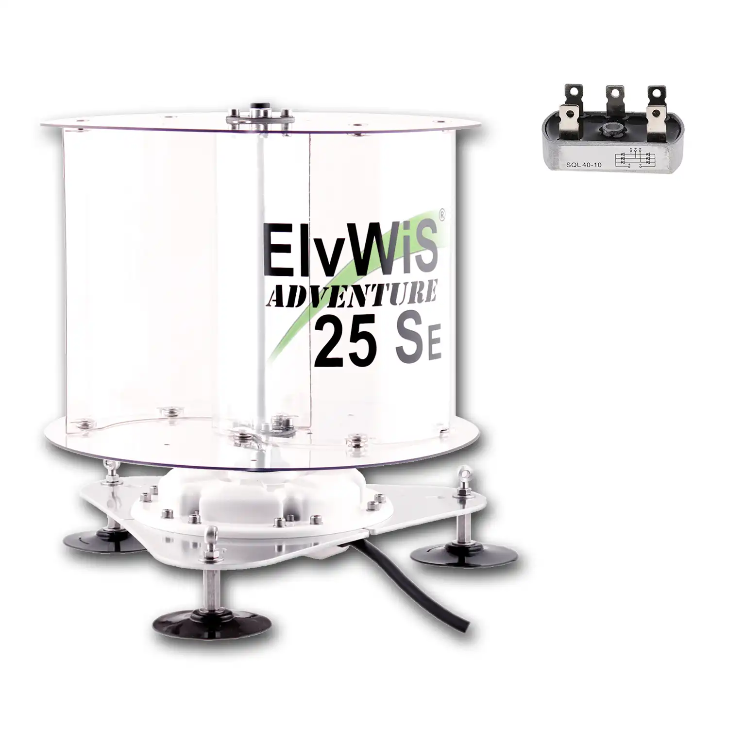 ElvWiS 25SE Economy ADVENTURE Windturbine mit Generator und Gleichrichter, zerlegbar