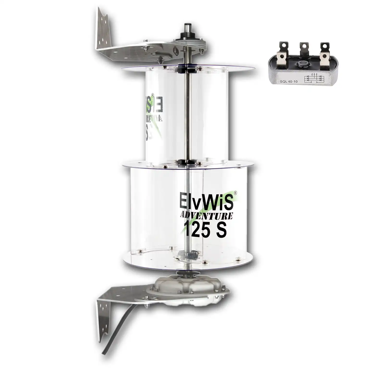 ElvWiS 125S ADVENTURE Windturbine mit Generator, Halterung und Gleichrichter
