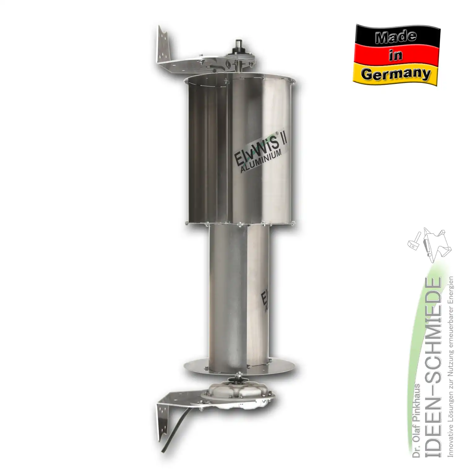 ElvWiS II ALUMINIUM-Hybrid Windturbine mit Generator und Halterung ElvWiS II ALUMINIUM-Hybrid Windturbine mit Generator und Halterung