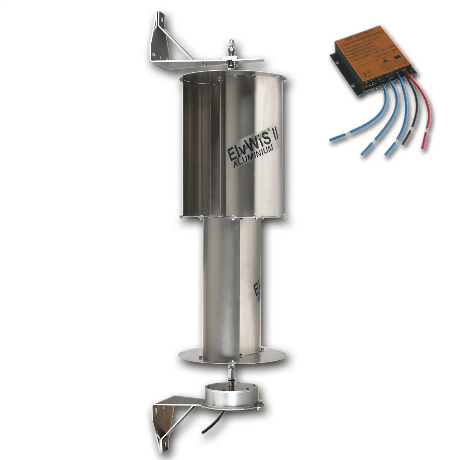 ElvWiS II ALUMINIUM Windturbine mit Generator, Halterung und Laderegler ElvWiS II ALUMINIUM Windturbine mit Generator, Halterung und Laderegler