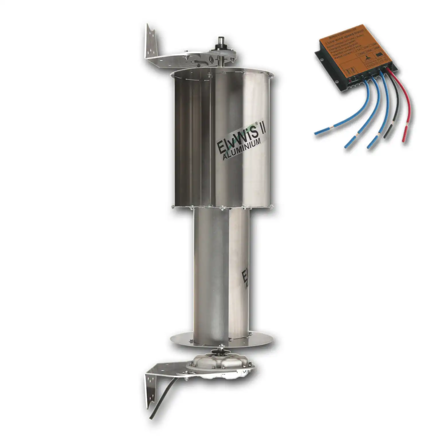 ElvWiS II ALUMINIUM-Hybrid Windturbine mit Generator, Halterung und Laderegler ElvWiS II ALUMINIUM-Hybrid Windturbine mit Generator, Halterung und Laderegler