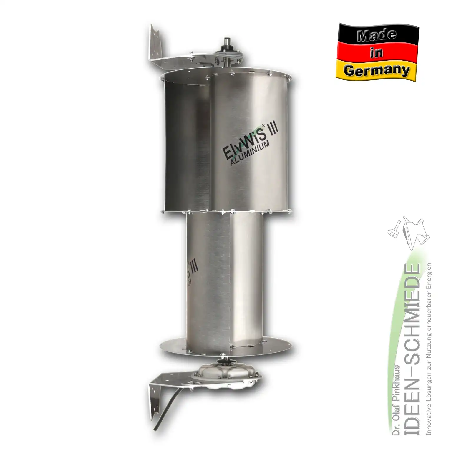 ElvWiS III ALUMINIUM-Hybrid Windturbine mit Generator und Halterung ElvWiS III ALUMINIUM-Hybrid Windturbine mit Generator und Halterung