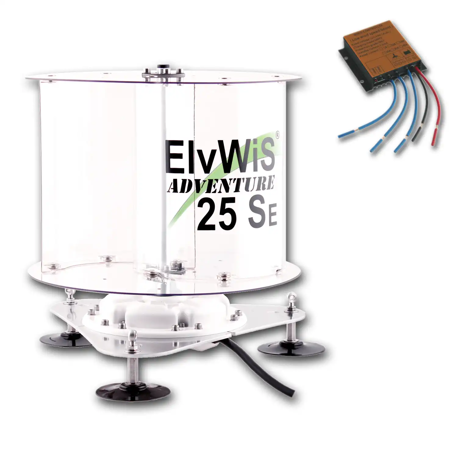 ElvWiS 25SE Economy ADVENTURE Windturbine mit Generator und Laderegler, zerlegbar