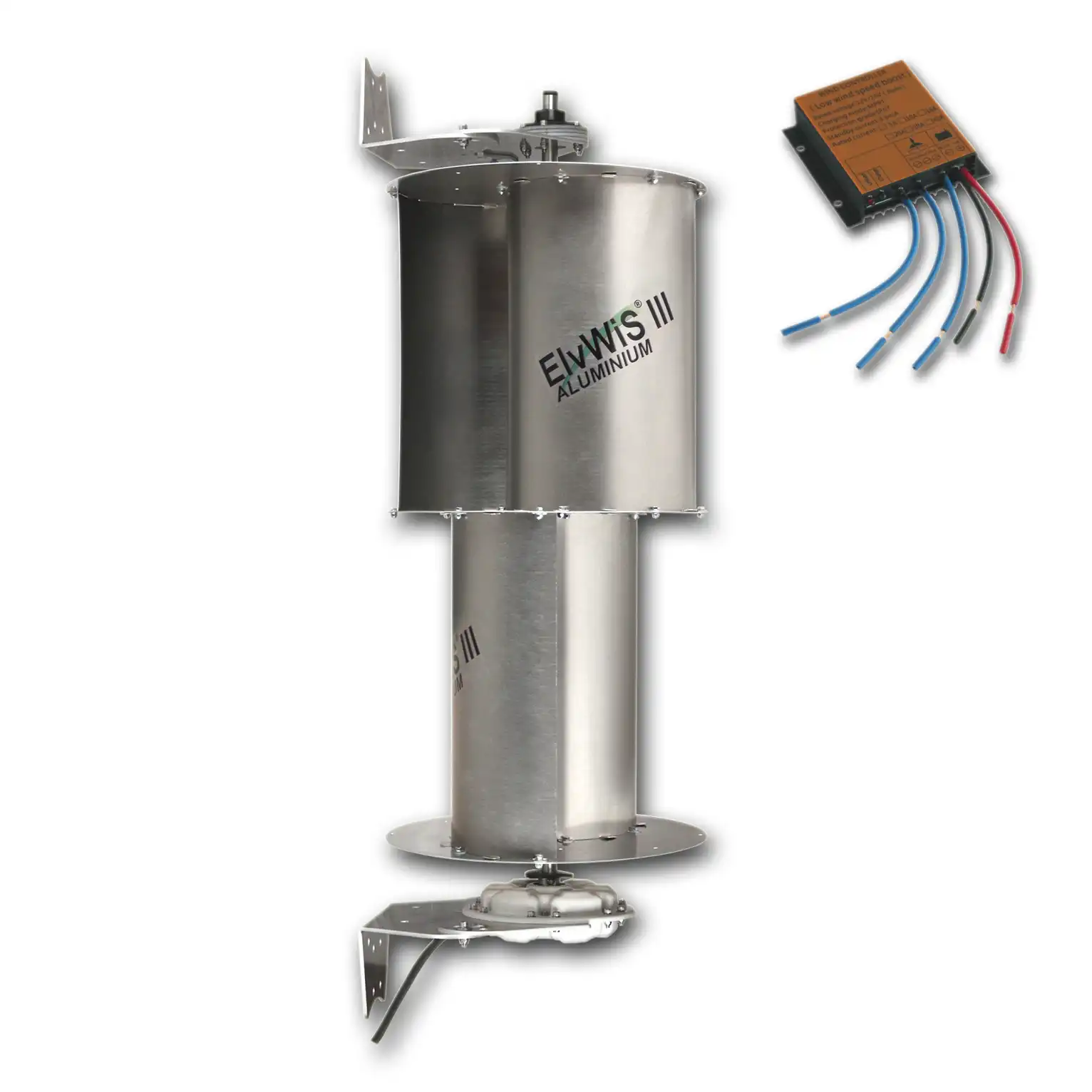 ElvWiS III ALUMINIUM-Hybrid Windturbine mit Generator, Halterung und Laderegler ElvWiS III ALUMINIUM-Hybrid Windturbine mit Generator, Halterung und Laderegler