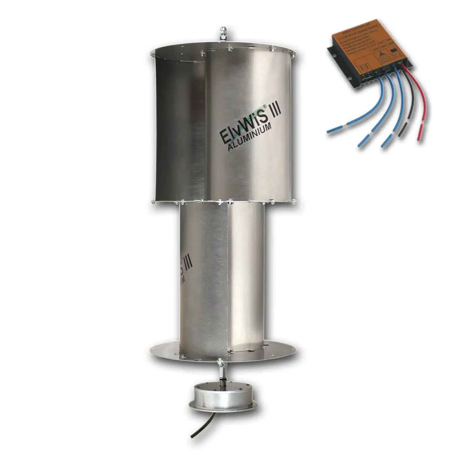 ElvWiS III ALUMINIUM Windturbine mit Generator und Laderegler