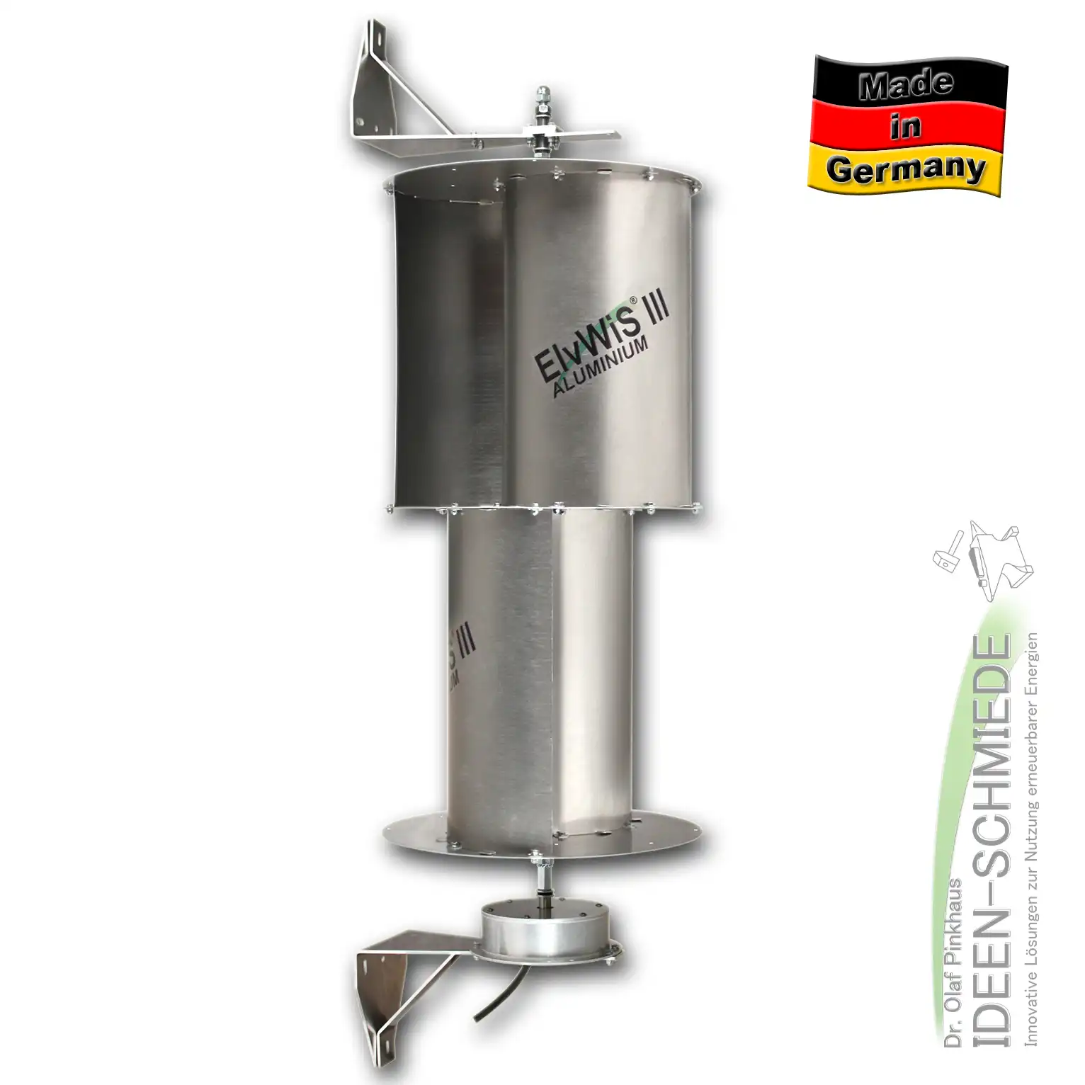ElvWiS III ALUMINIUM Windturbine mit Generator und Halterung ElvWiS III ALUMINIUM Windturbine mit Generator und Halterung