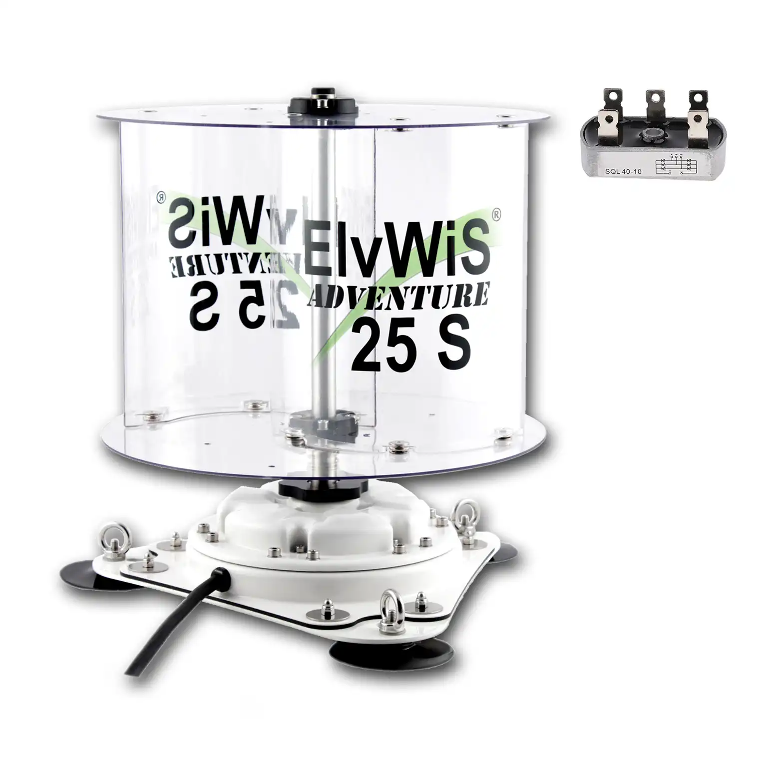ElvWiS 25S Basic ADVENTURE Windturbine mit Generator und Gleichrichter, zerlegbar
